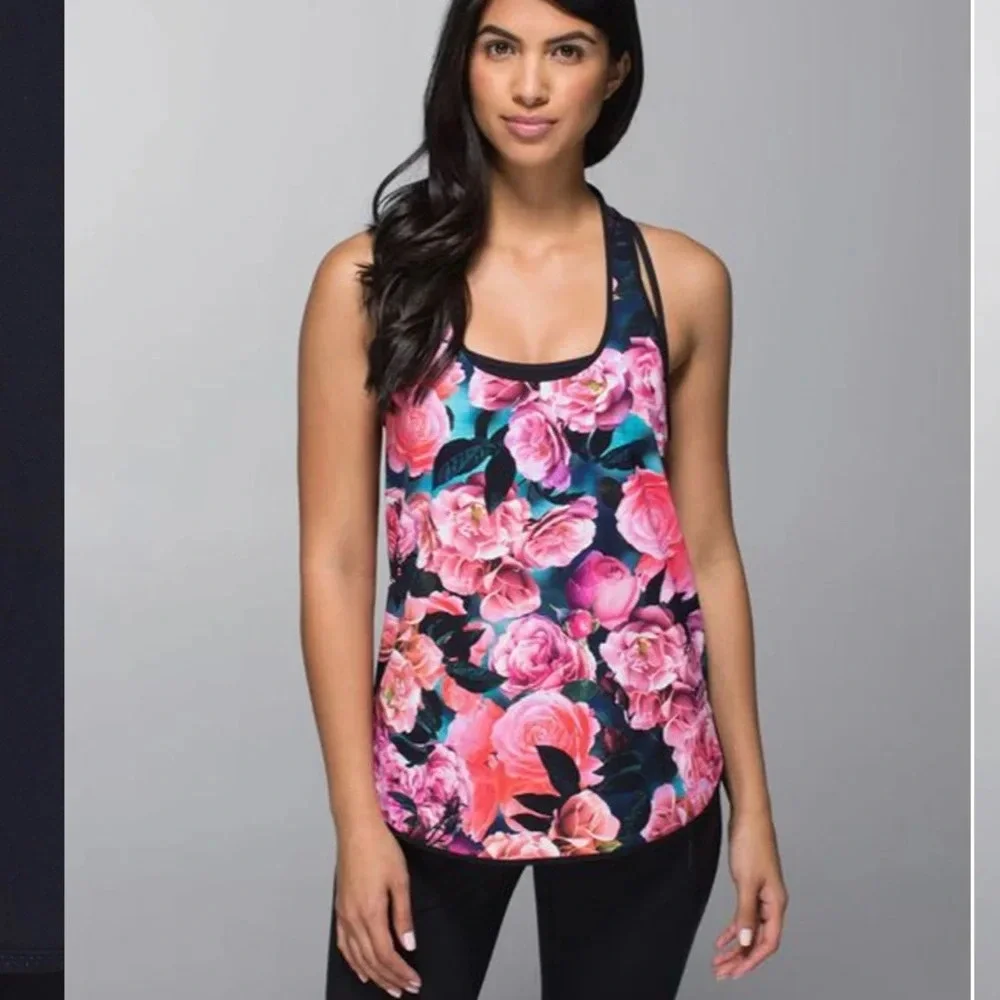 . Lululemon Coastal Tank Secret Garden Black